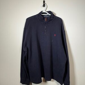 Polo Ralph Lauren Navy Blue Half Zip Cotton Pullover Sweater Men XXL